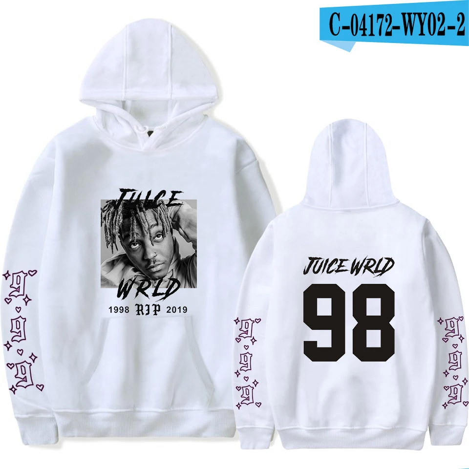 white Модные толстовки Juice WRLD для мужчин и женщин, осенние толстовки с капюшоном в стиле хип-хоп, Повседневная Толстовка Juice WRLD для мальчиков и девочек, серые пуловеры - Цвет: white