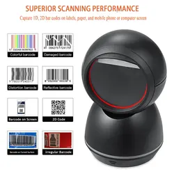 HBAPOS – Scanner de codes à barres QR, mains libres, 1D 2D, Scanner de bureau pour entrepôt, supermarché, magasin de détail, librairie, système Pos 