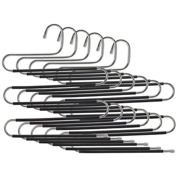 

Pants Hangers(6 Pack)-Non Slip Pants Hangers-S-Shaped-5 Layers-5 Levels Hangers-Anti-Slip Closet Space Saver for Jeans Slacks
