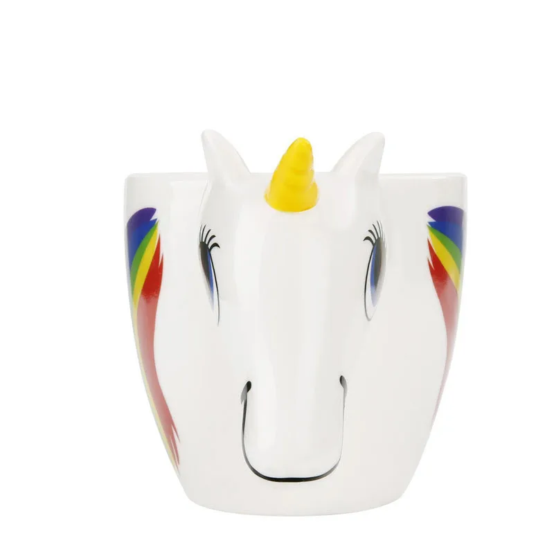 Cute Color Changing 3D Rainbow Unicorn Ceramic Mug Coffee Tea Milk Hot Water Cup Drinkware Temperature sensing Magical Horse Cups8