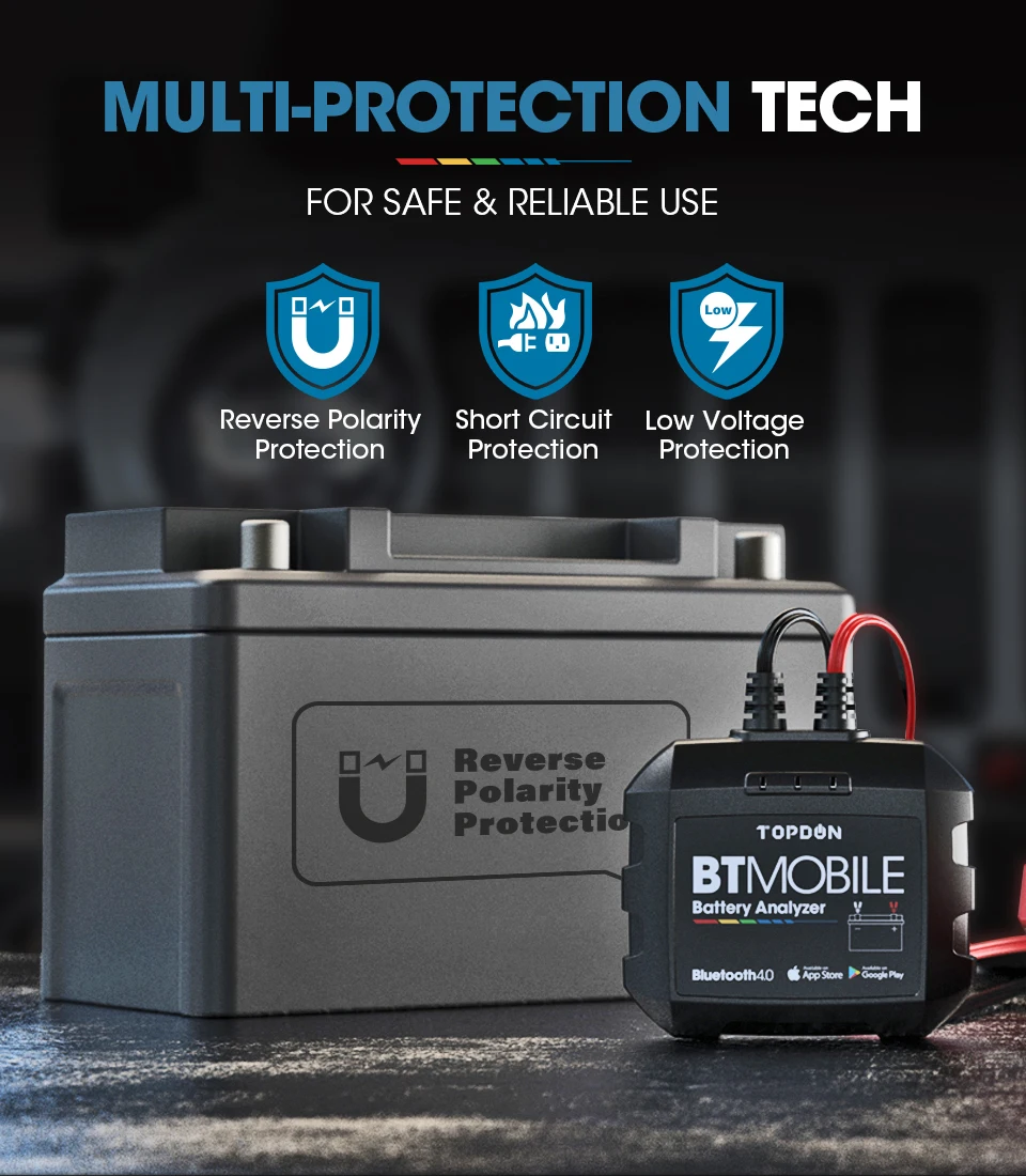 TOPDON Bluetooth Автомобильный Батарея тестер BT мобильного 12V Беспроводной монитор 100