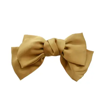 Billige Koreanische Damen Vintage Französisch Haar Clip Große Doppel Schicht Satin Bowknot Pferdeschwanz Hochsteckfrisur Clamp Plain Einfarbig Frühling Grips