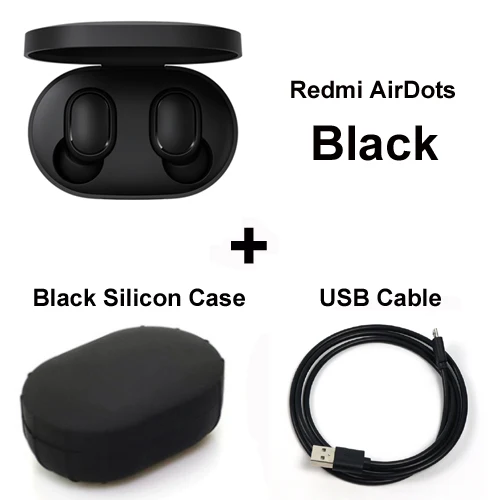 black case cable Xiaomi Redmi Airdots TWS Bluetooth 5,0 наушники 12Hous длительный срок службы батареи Смарт сенсорное управление клавишами 4,1g перезаряжаемые наушники - Цвет: black case cable