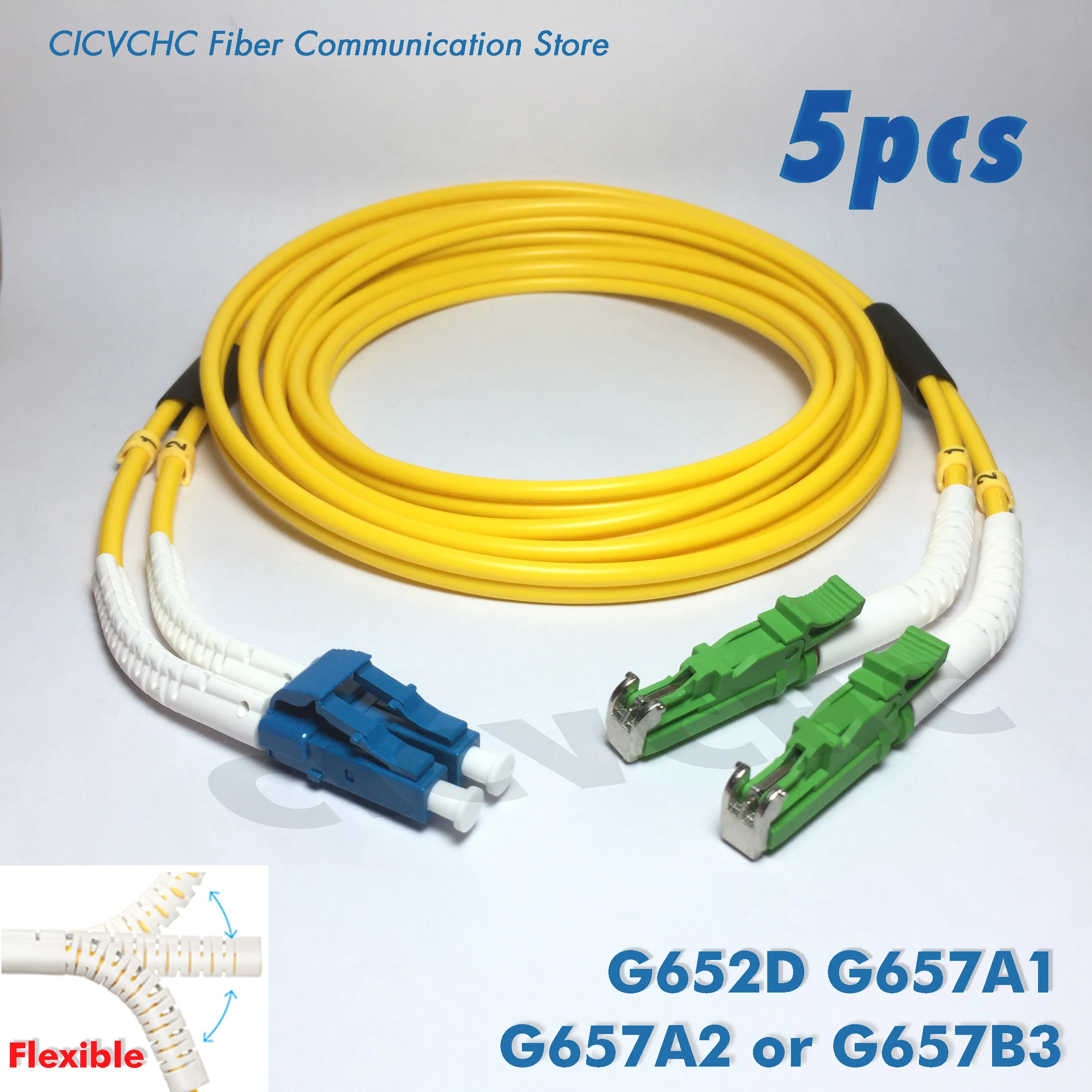 5pcs Duplex patchcord LSH(E2000)/APC-LC/UPC-with Flexible angle boot-SM 3.0mm Cable- 1m, 2m or 5m/ Optical fiber Jumper 5pcs duplex patchcords lc upc sc apc with flexible angle boot sm 3 0mm cable 1m 2m or 5m optical fiber jumper