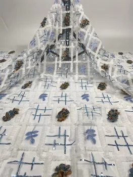 

Beautiful 3D decal fashion sequin embroidery French tulle lace cute skirt design fabric 5 yards