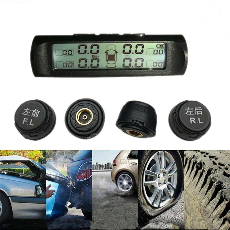 NewCar система контроля давления в шинах TPMS подсветка цифровой дисплей Солнечная энергия зарядное устройство USB