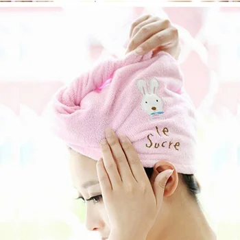 

2020 Microfiber Cute Fast Dry Hair Cap Hair Dry Napkin Turban Towels Hat Bathroom Beach Towels Bath Towels for Lady Adults