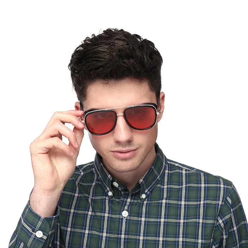 YOOSKE Железный человек 3 Тони Старк солнцезащитные очки для мужчин готические очки мужские стимпанк очки солнцезащитные очки красные солнечные очки фирменный дизайн