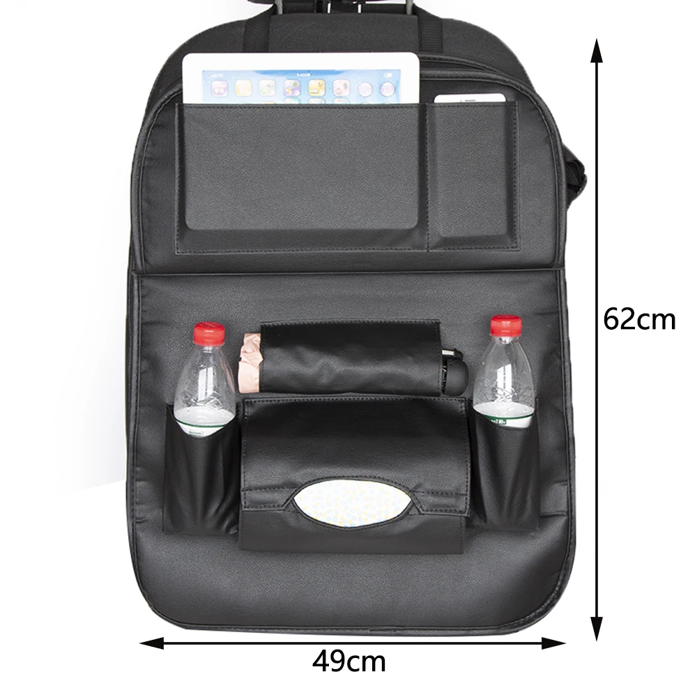 KAWOSEN Car Seat Organizer PU Foldable Table Car Organizer Pad Storage Pocket Box Traveling Automobile Stowing Tidying SBCB07 images - 6