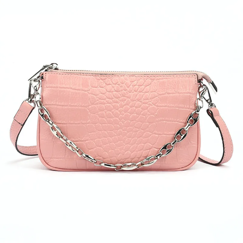 

New Genuine Leather Crossbody Bags Fashion Women Bags New Crocodile Pattern Handbag Shoulder Messenger Chain Small Square