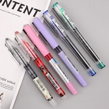 6 шт./набор, Простая цветная большая гелевая ручка, набор, 0,5 мм, быстросохнущие прямые ручки, Хайлайтер для школы, офиса, канцелярские принадлежности