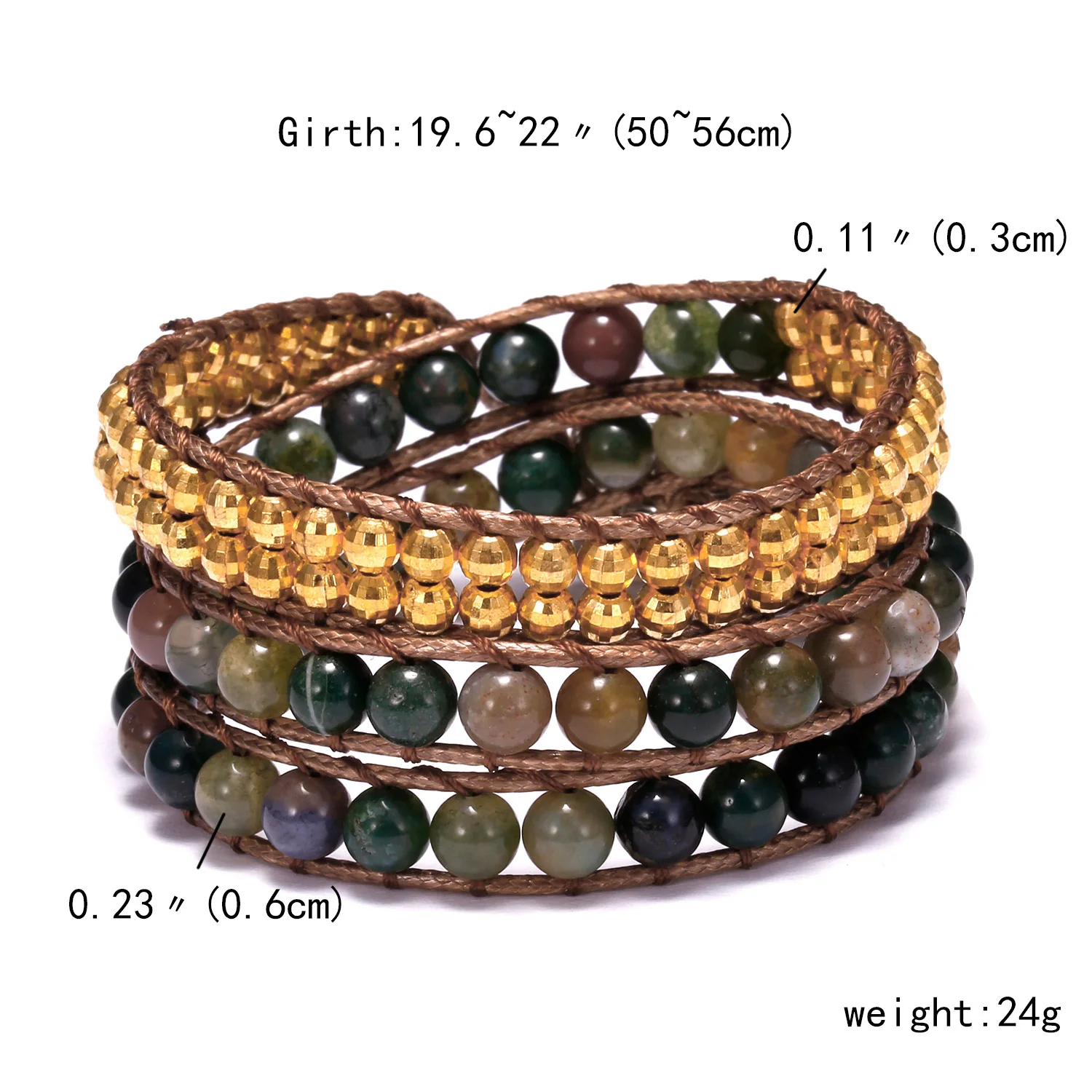 1 Women Bohemian Bracelets Vintage Multi-layer Leather Wrap Bracelet Handmade Rope Indian Natural Stone Bracelets Dropship - Metal Color: 1