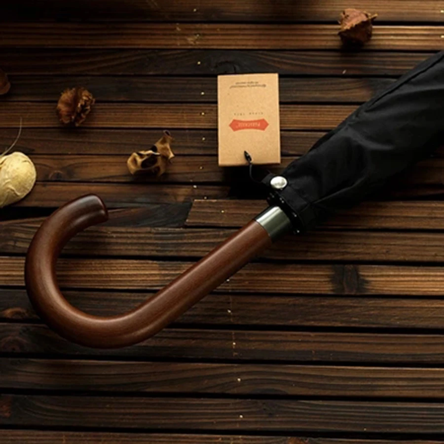 Wooden Handle Gentleman Umbrella Rain Men Windproof Sunny Umbrella High Quality Rain Women Automatic Luxury Umbrellas Men AA50YS