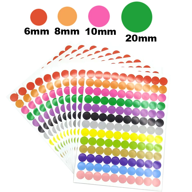 6/8/10/20mm Colored Dot Stickers Round Circles Sealing Sticker Paper Labels  Adhesive Package Label Party Decoration - AliExpress