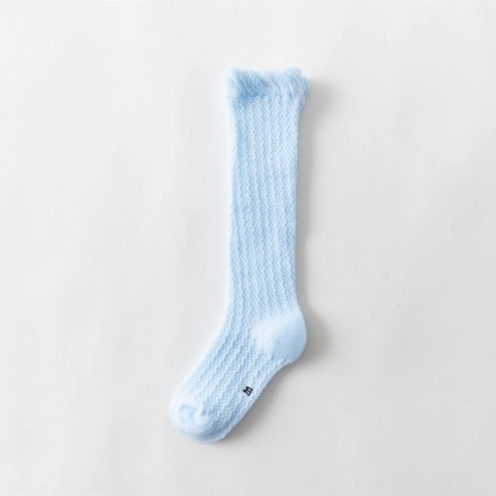 blue mesh knee Носки для маленьких девочек от 0 до 36 месяцев, хлопковые сетчатые Дышащие носки для малышей носки до колена для новорожденных мальчиков новая мода года - Цвет: blue mesh knee