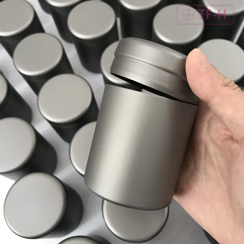 Reinem Titan Einschichtige Tee Caddy Mini Gewürz Lagerung Tragbare Reise Tee-Set Kann Box Träger Camp Pille Container flasche – Detail 3