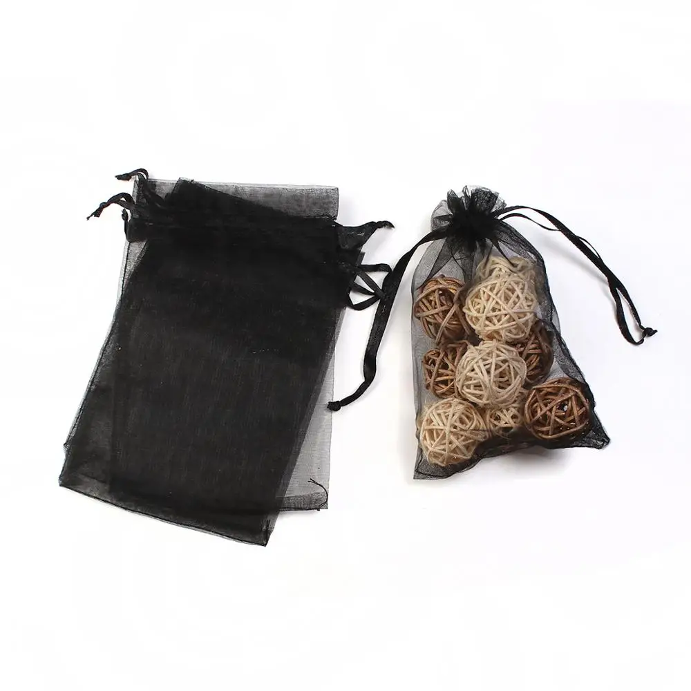 Doreen коробка мешочки для украшений из органзы сумки шнурок прямоугольник многоцветный(полезное пространство: 13x10 см) 15 см x 10 см, 4 шт - Цвет: black