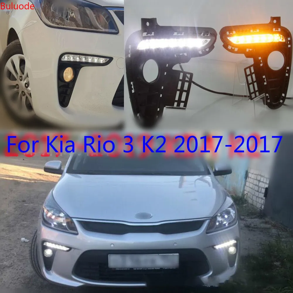 

1Pair LED DRL 12V Car Front Bumper For Kia Rio 3 K2 2017 2018 DRL Daytime Running Light Driving Fog Lamp Turn Signal Styling
