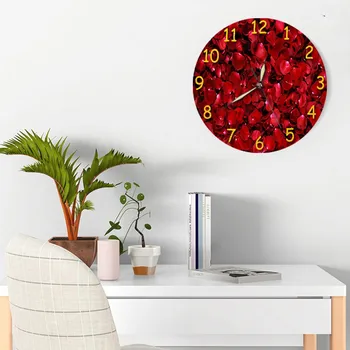 

Valentine'S Day Rose Red Heart Acryli Wall Clock Modern Design Home Decor Bedroom Silent O'clock Watch Wall For Living Room#10