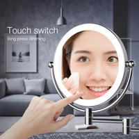 Led Wall Mounted Bathroom Mirror 8 Inch 5X Magnifying Illuminated Makeup Mirror EU/US Plug Bath Vanity Cosmetic Mirror 2