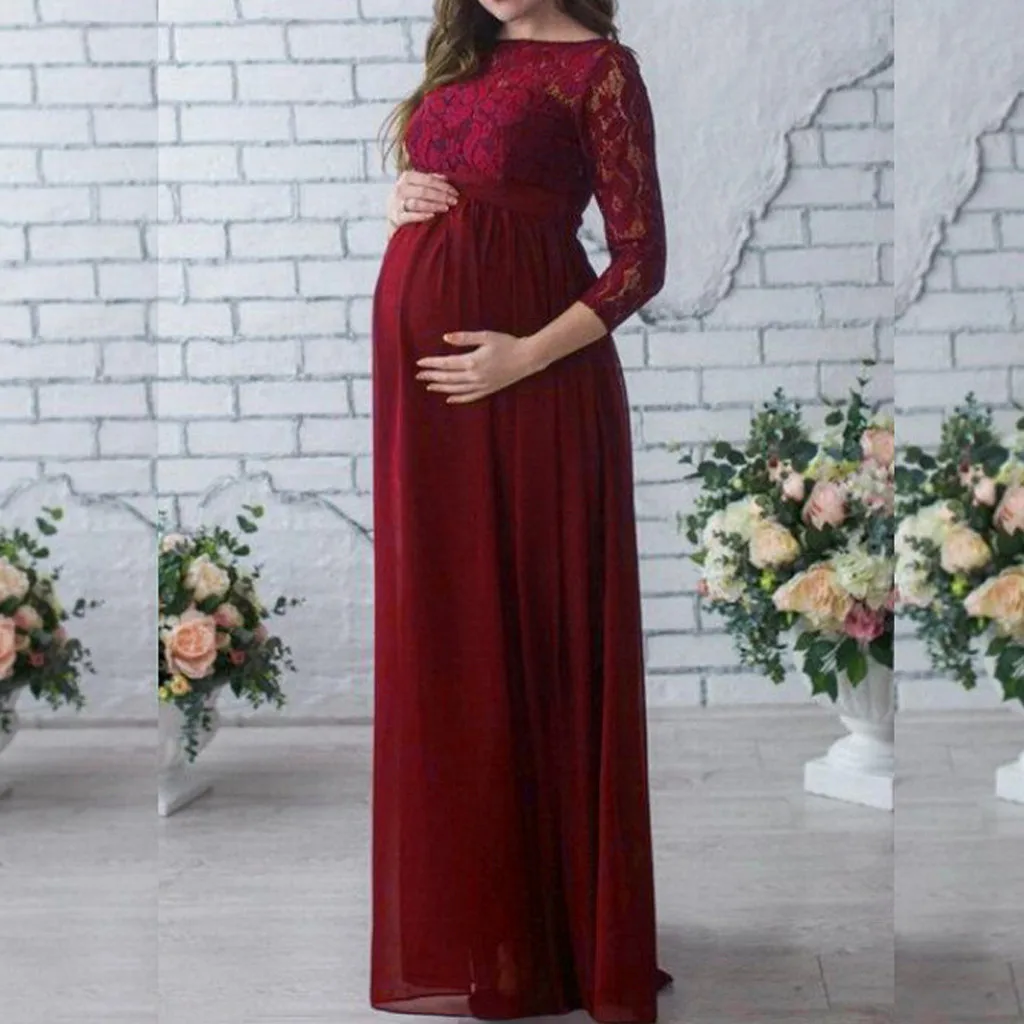 Roupas Gestantes Gravidas, сексуальные платья для беременных, женские платья для беременных, длинные рукава, кружевное платье для фотосессии, Длинное Макси платье для беременных