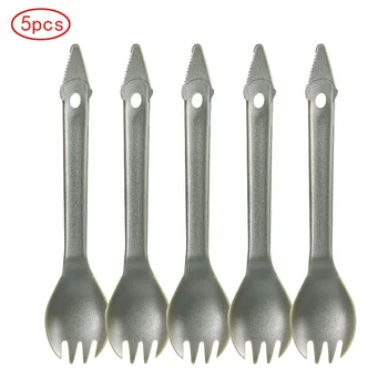 

5pcs Outdoor Camping Picnic PVC Tableware Spoon Fork Safe And Environmentally Friendly Non-toxic Camping Tableware Newest