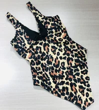 Bañador de una pieza para mujer, traje de baño de leopardo, Monokini de realce, Sexy, con cuello en V, de una pieza, 2021