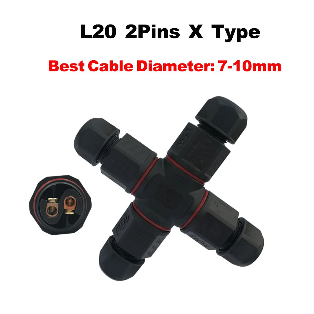 L20-2X IP67 водонепроницаемый разъем 2 Pin 3 Pin электрический терминал провода адаптер разъем винт и паяльный штифт разъем для светодиодный светильник - Цвет: L20-2X