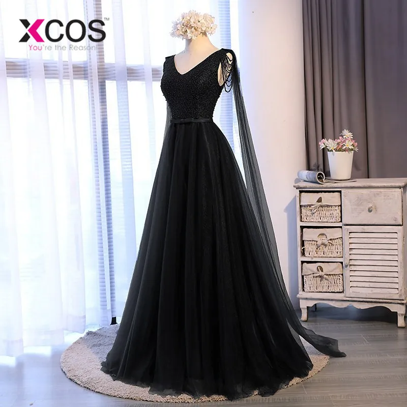 XCOS новые длинные платья для выпускного вечера с v-образным вырезом элегантные вечерние платья для выпускного вечера с открытой спиной vestido de formatura