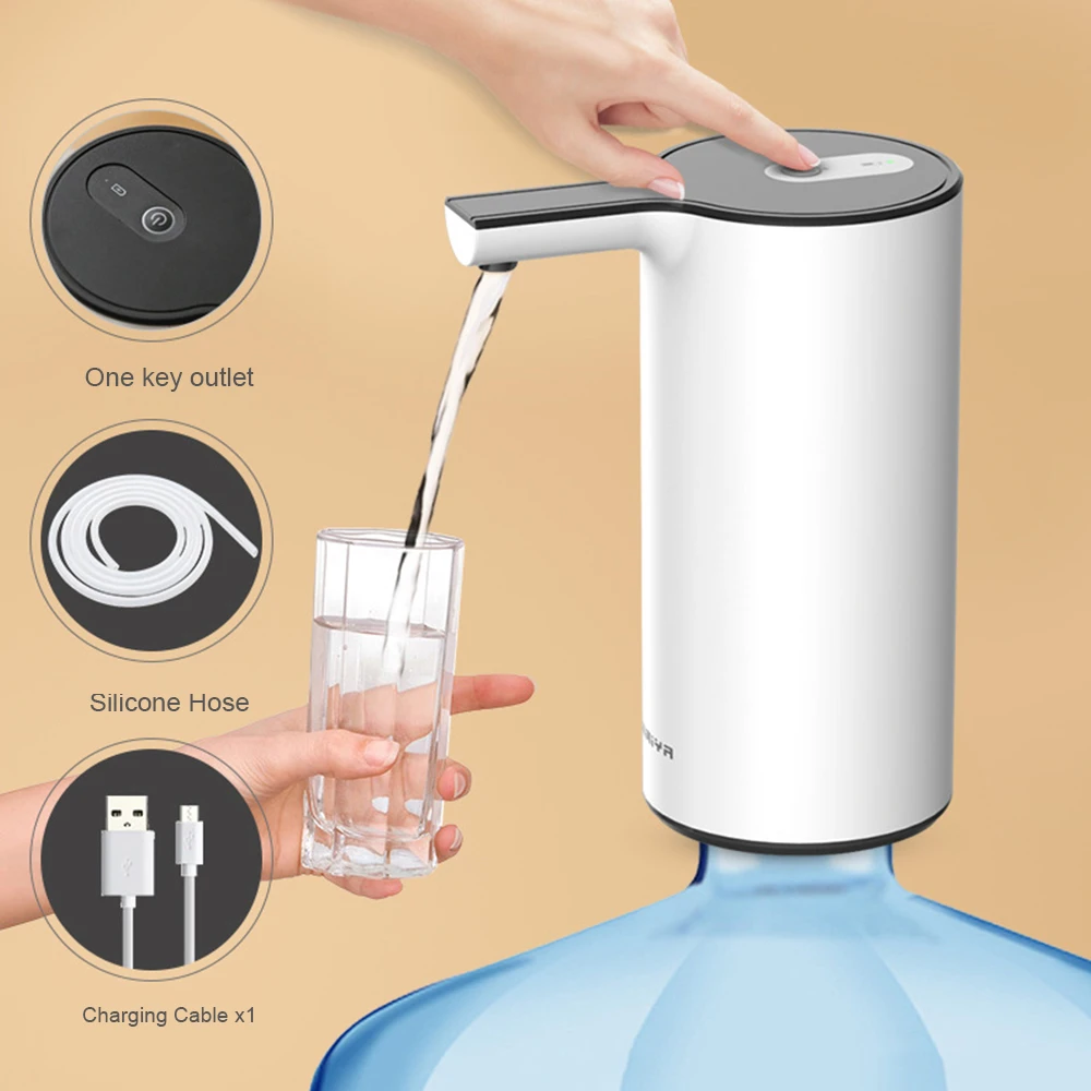 Auto Minum Galon Pompa Air Listrik Saklar Tombol Dispenser Air Perangkat USB Dikenakan Biaya Rumah Kantor Silent Desain Tangan Tekan Pompa Air AliExpress