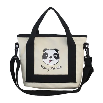 

New Fashion Canvas Handbag Foldover Cartoon Panda Women Shoulder Bags Ladies Crossbody Students Casual Wild Travel Bag Messenger