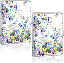 A6 pvc glitter binder capa clara areia movediça decoração caderno escudo com botão de pressão fechamento 6 anel folha solta ligação