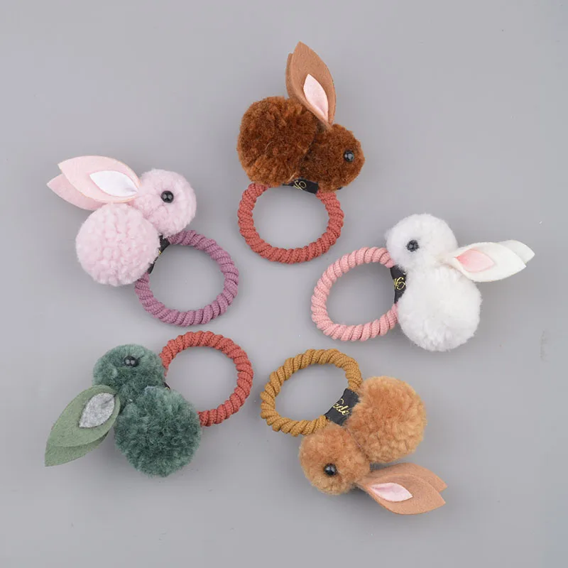 Cuerda para el pelo de conejo pequeño blanco, accesorios para el cabello para niña, banda de goma China