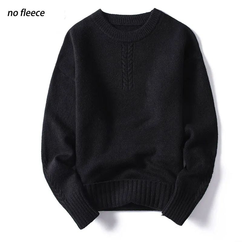 no fleece B Новинка, классический мужской теплый свитер с начесом и без флиса, высококачественный акриловый вязаный мужской зимний свитер, топы, пуловеры - Цвет: no fleece B
