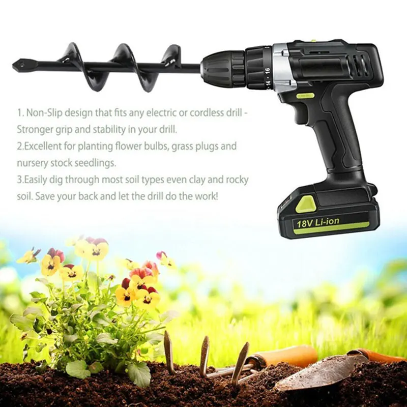 

Planting Auger Spiral Metal Mining Tool Portable Twist Drill Ground Drill Black Garden Electrical Accessories Cutting Hole Saw