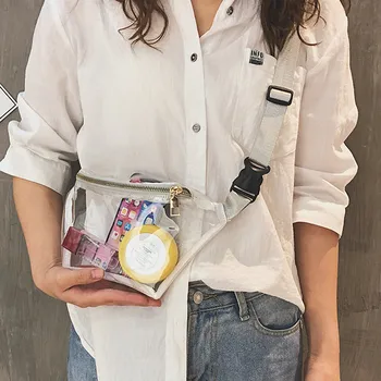 

Waist Bag Women Summer Transparent Jelly Fanny Pack Pu Leather Belt Bag Phone Holder With Adjustable Strap Hip Belt Bags 2020