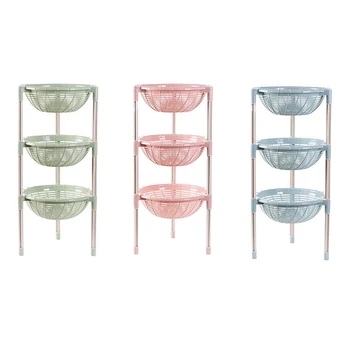 

Round Storage Rack Organizer 3 Layers Dishes Rack Fruit and Vegetable Shelf Storage Organizer Kitchen