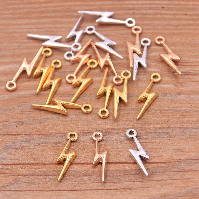 

60Pcs 5*20mm Three Color MINI Lightning Charms Natural Phenomenon Pendant Metal Alloy For DIY Jewelry Bracelet Necklace Marking