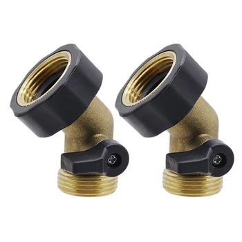 

2Pcs Garden Hose Water Pipe Connector 3/4 inch Copper Shut Off Valve Gooseneck Garden Hose Connector