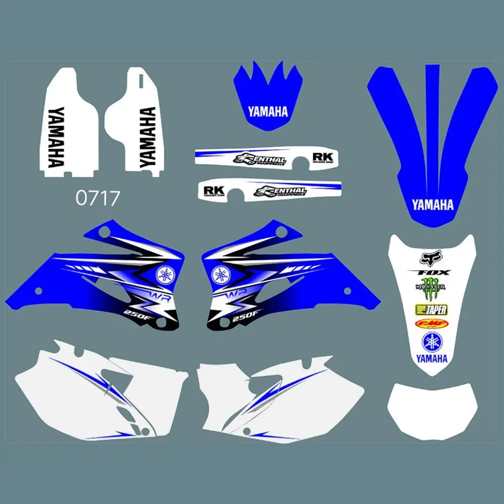 Для YAMAHA WR250F 2007-2013 WR450F 2007-2011 полные графические наклейки на заказ имя номера глянцевые яркие наклейки водонепроницаемые