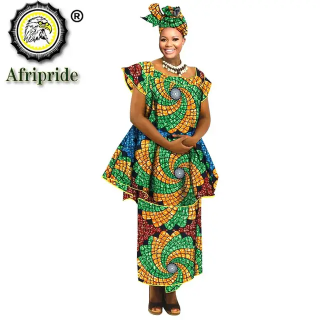 African Clothes for Women Crop Top Midi Skirt Match Print Headwraps Set Dashiki Outfits Plus Size Outwear Ankara Attire S2026015 695-15