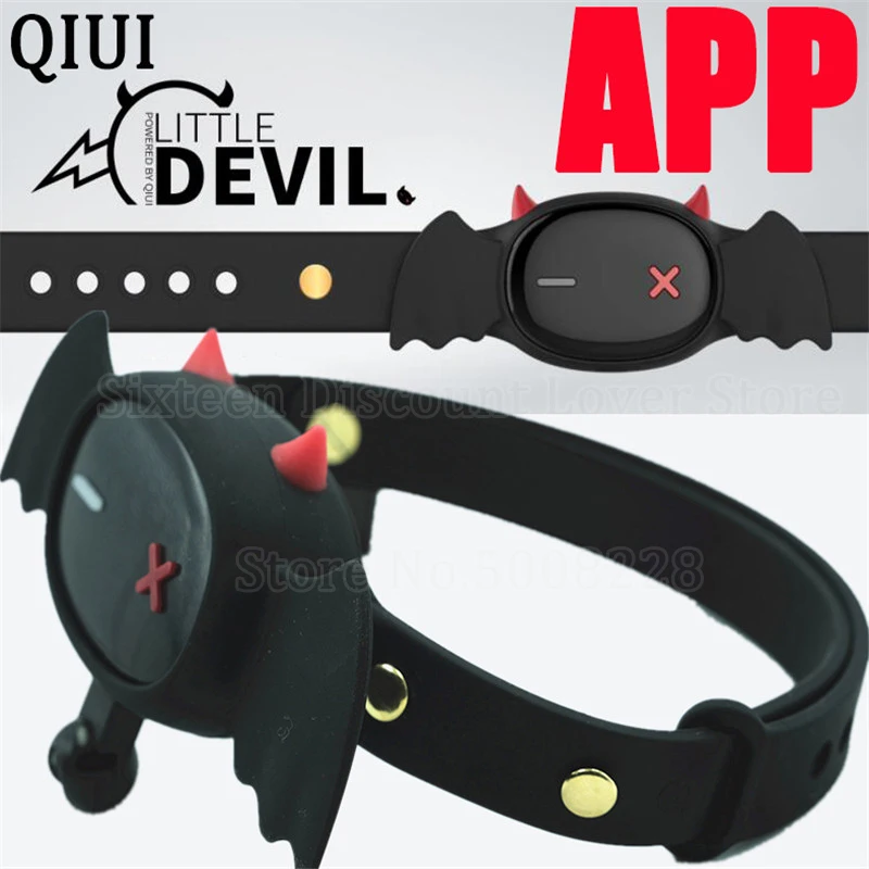 QIUI Little Devil Collar APP Remote Control Restraint BDSM Neck Electric Shock Collars Adult Game Sex Toys For Women Men Couples