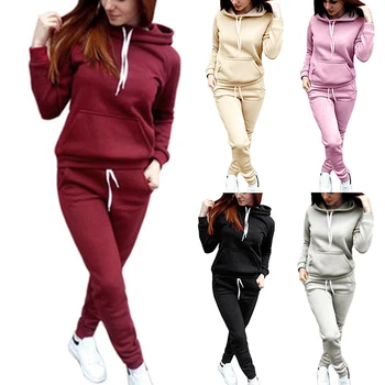 

Winter Tracksuit Women 2 Piece Set Print Hoodies+pants Sportwear Women's Sports Suit Hooded Sweatshirt Set Female Winter Clothes