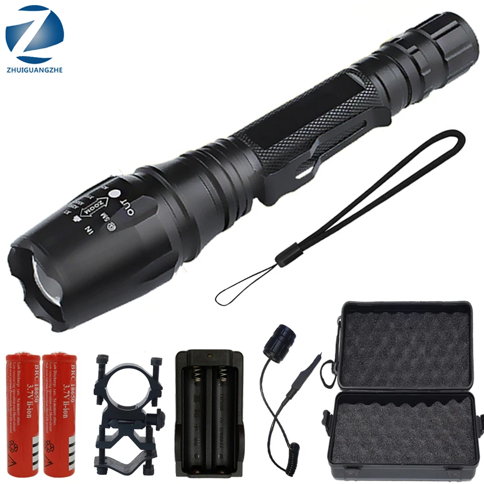 Powerful Led Flashlight 300000lm 2pcs 18650 Battery Torch Waterproof IPX6 XHP50 XM-L T6 L2 Zoomable Lantern for Hunting Light | Лампы и