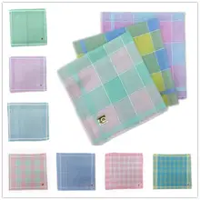 

Polyester Cotton Plaid Light Color Ladies Handkerchief Square Scarf Female Retro Handkerchief Towels 29*29cm Home Textile