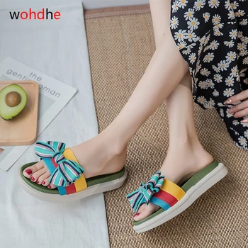 

wohdhe Women Slippers Beach Shoes Colorful Summer Flat Slides Women Slates Shales 2020 Women Sandals