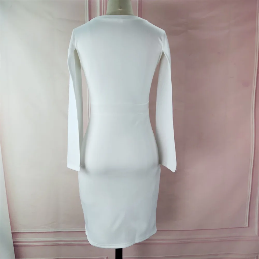 Белое Облегающее Платье для вечеринки, тонкое сексуальное платье-накидка с разрезом на рукавах, стильное облегающее платье для мероприятий, женское платье для женщин XXL
