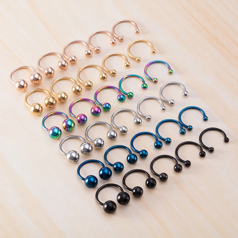 

5PCS Surgical Steel BCR Septum Lip Piercing Nose Rings Hoop Horseshoe Fake Nose Ring Ear Bar Circular Barbell Earring 16G