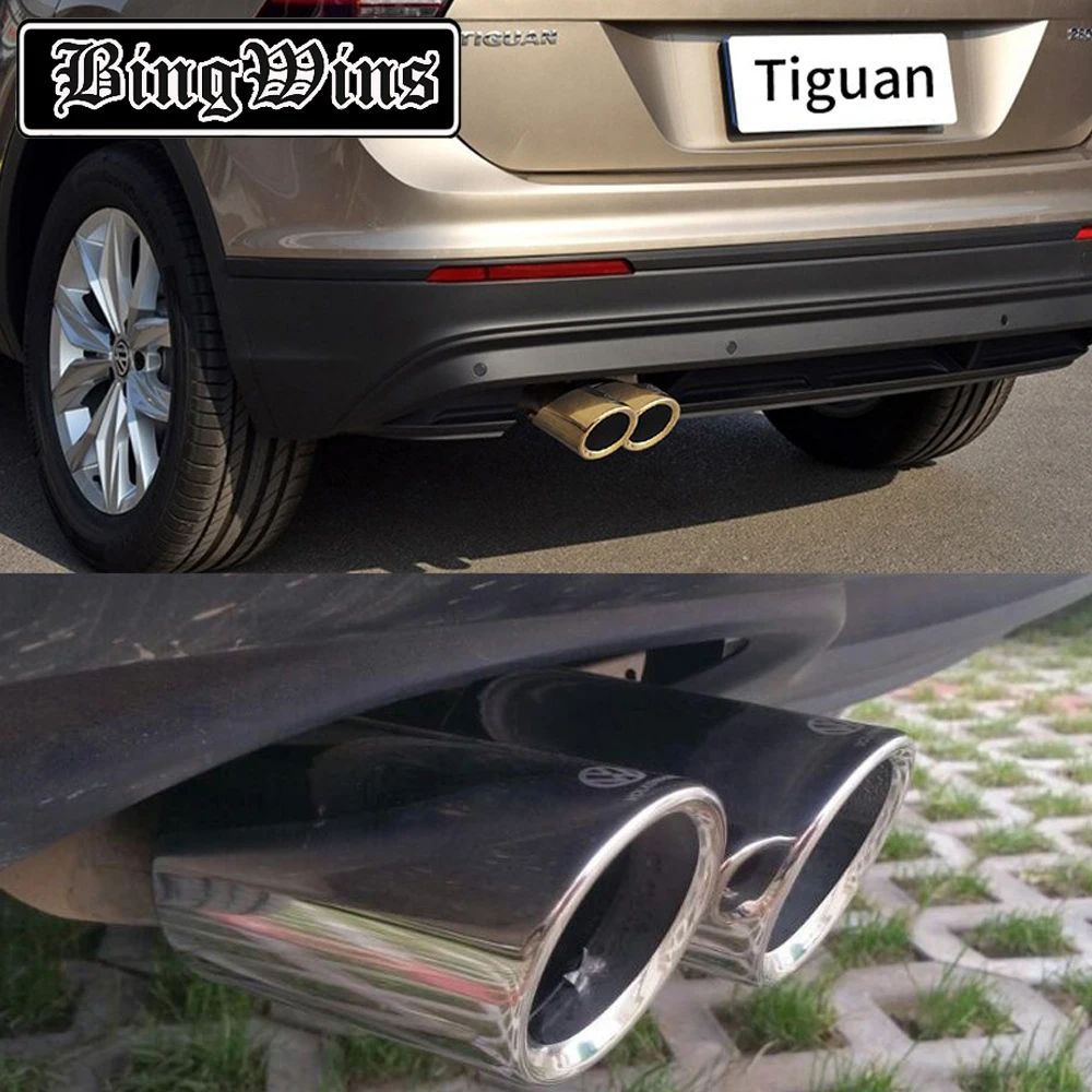 Bingwins для Tiguan 2009- автомобильный глушитель внешний конец трубы выход посвящает выхлопной наконечник из нержавеющей стали хвост 1 шт
