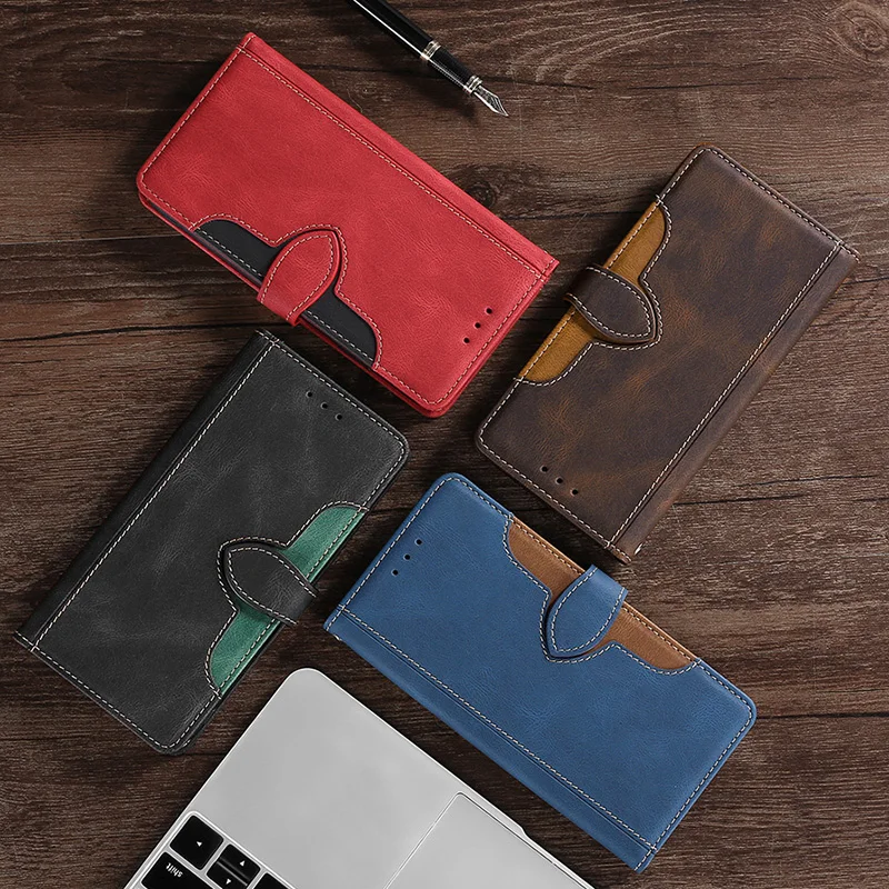 Leather Wallet Phone Case with Magnetic Book Flip Cover